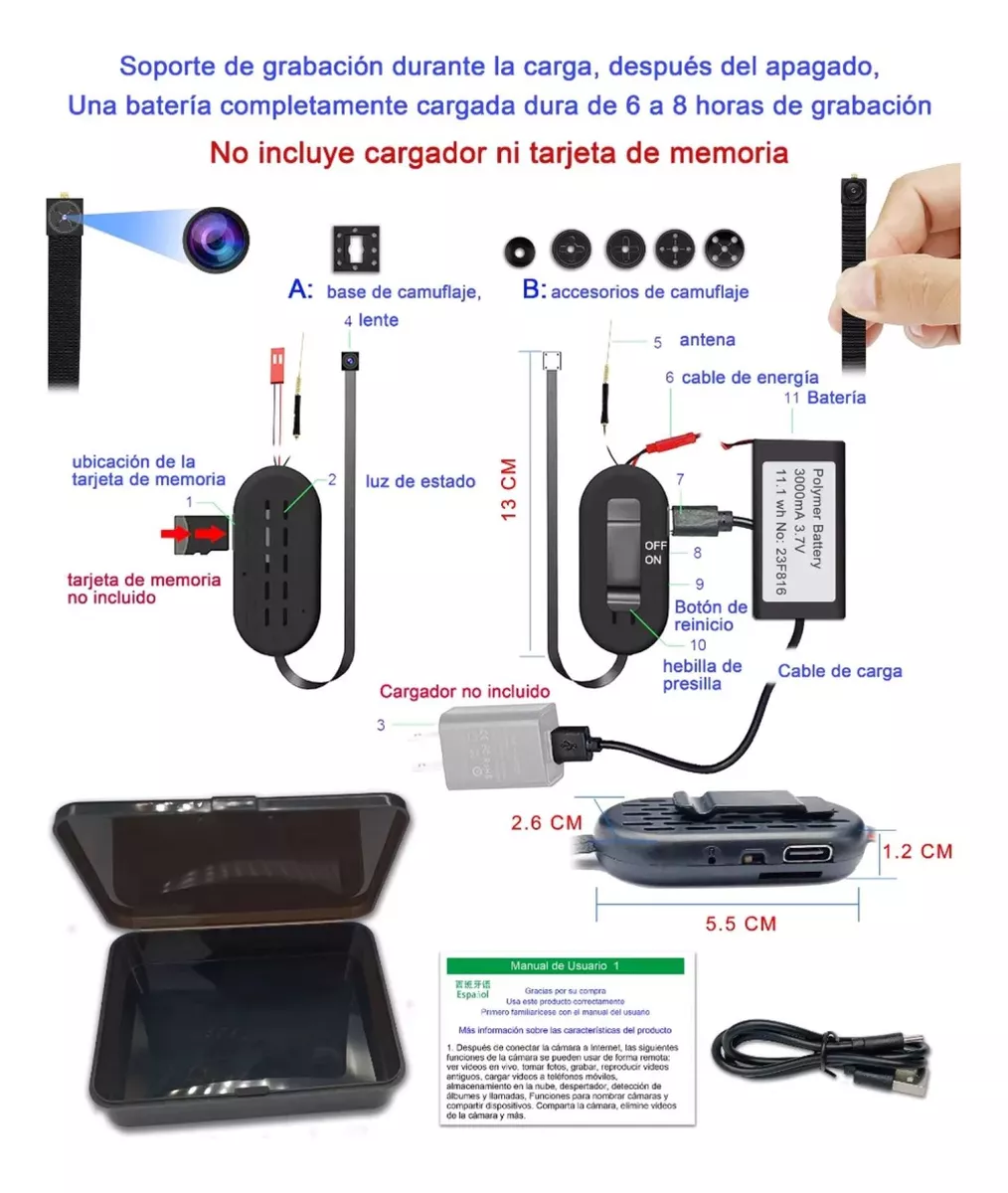 Mini Cámara Espía Oculta 5g Wifi Cámara Hd, Cámara B2cmxfull