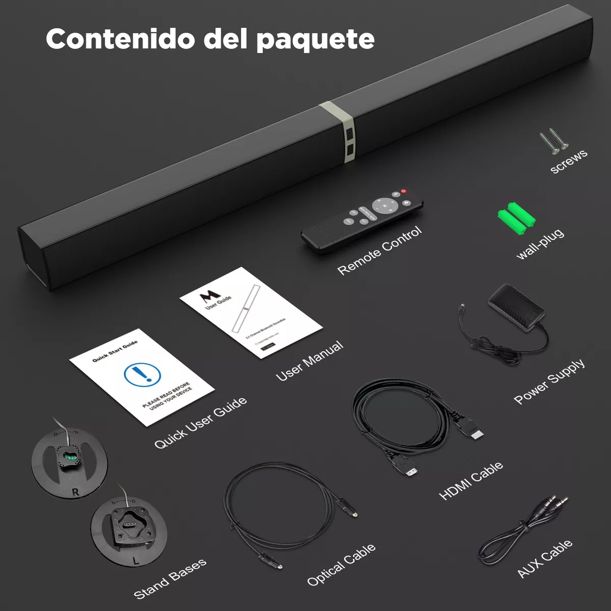 Mzeibo Barra De Sonido, Barras De Sonido Para Smart Tv, Barra De Sonido Bluetooth 5.0 De 60w Y 32 Pulgadas Desmontable Con Conexión Hdmi-arc/óptica/aux, Altavoces Para Tv Y Audio De Cine En Casa