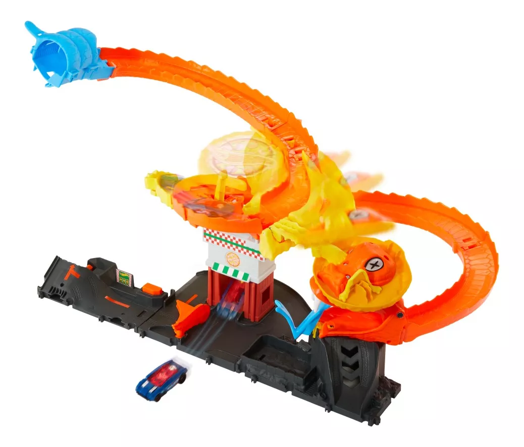 HOT WHEELS, Pista de Juguete, Ataque de Cobra vs Pizzería, Edad 3 Años en Adelante, Juguetes para Niños, Mattel