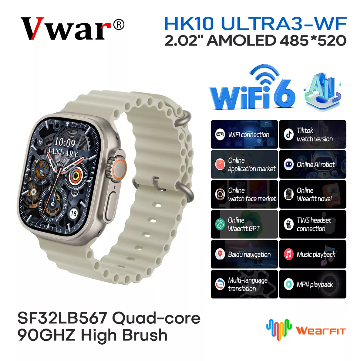 Reloj Inteligente Hk10 Ultra 3 Max + Wifi Smartwatch Amoled