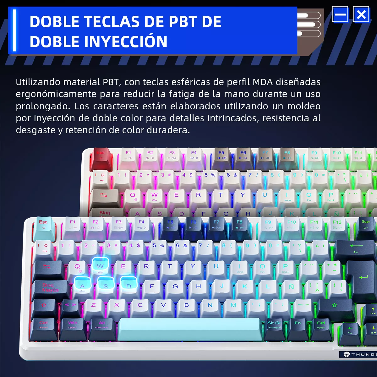 Teclado Mecánico Español Thunderobot K98 Gasket Rgb Hot Swap 3/5 Pins Ergonómico 98% Layout Teclado Alfanumerico 100% Anti-Ghosting Outemu Brown Switch Teclado Para PC USB Teclado Mecánico Gamer