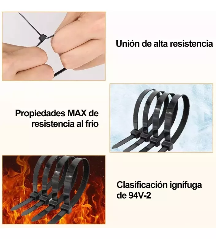 Cincho Plástico 30cm Largo 3.6mm Ancho Nylon Bridas 500pcs Negro