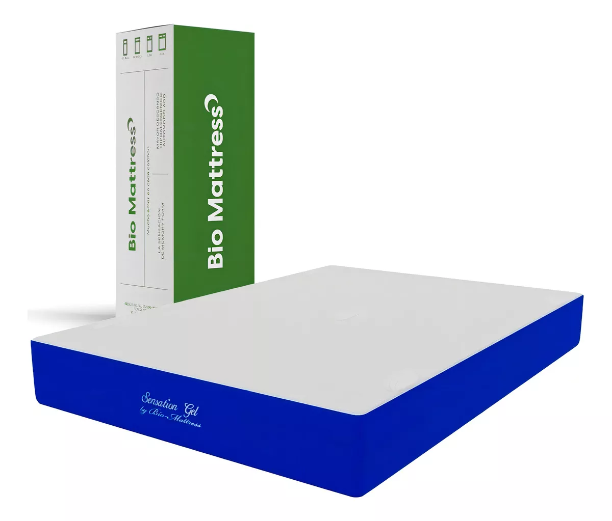 Colchón Queen de espuma Bio Mattress Sensation gel azul-24cm