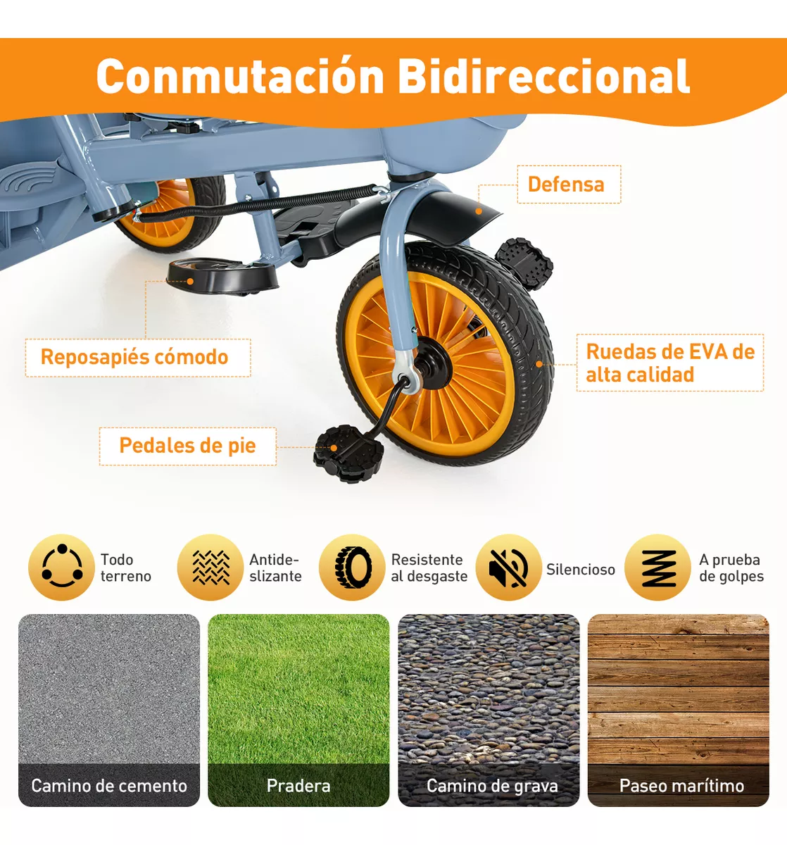 Triciclo Carriola Bicicleta Gira 360° Reclinable Para Niños