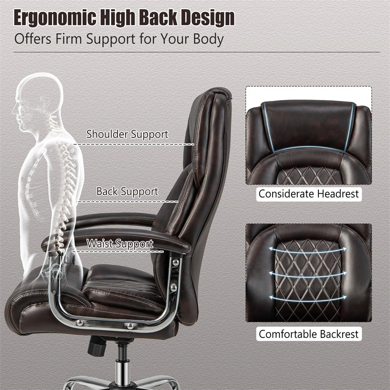 Silla de oficina giratoria de altura ajustable de 500 libras, silla de escritorio para ordenador, silla ejecutiva de piel sintética con Base de Metal resistente