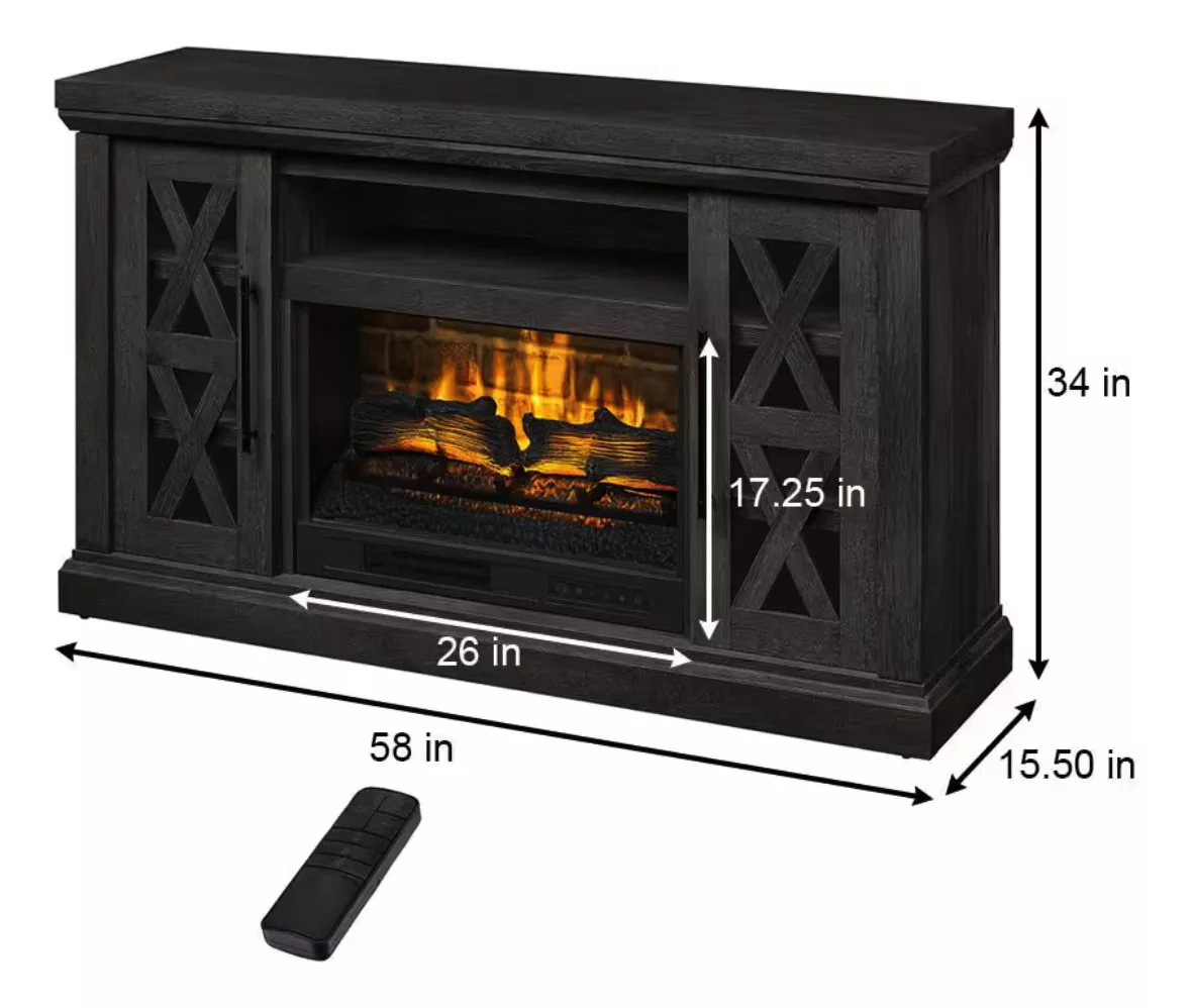 Mueble De Tv Con Chimenea Eléctrica Led 58'' Gris 5200btu