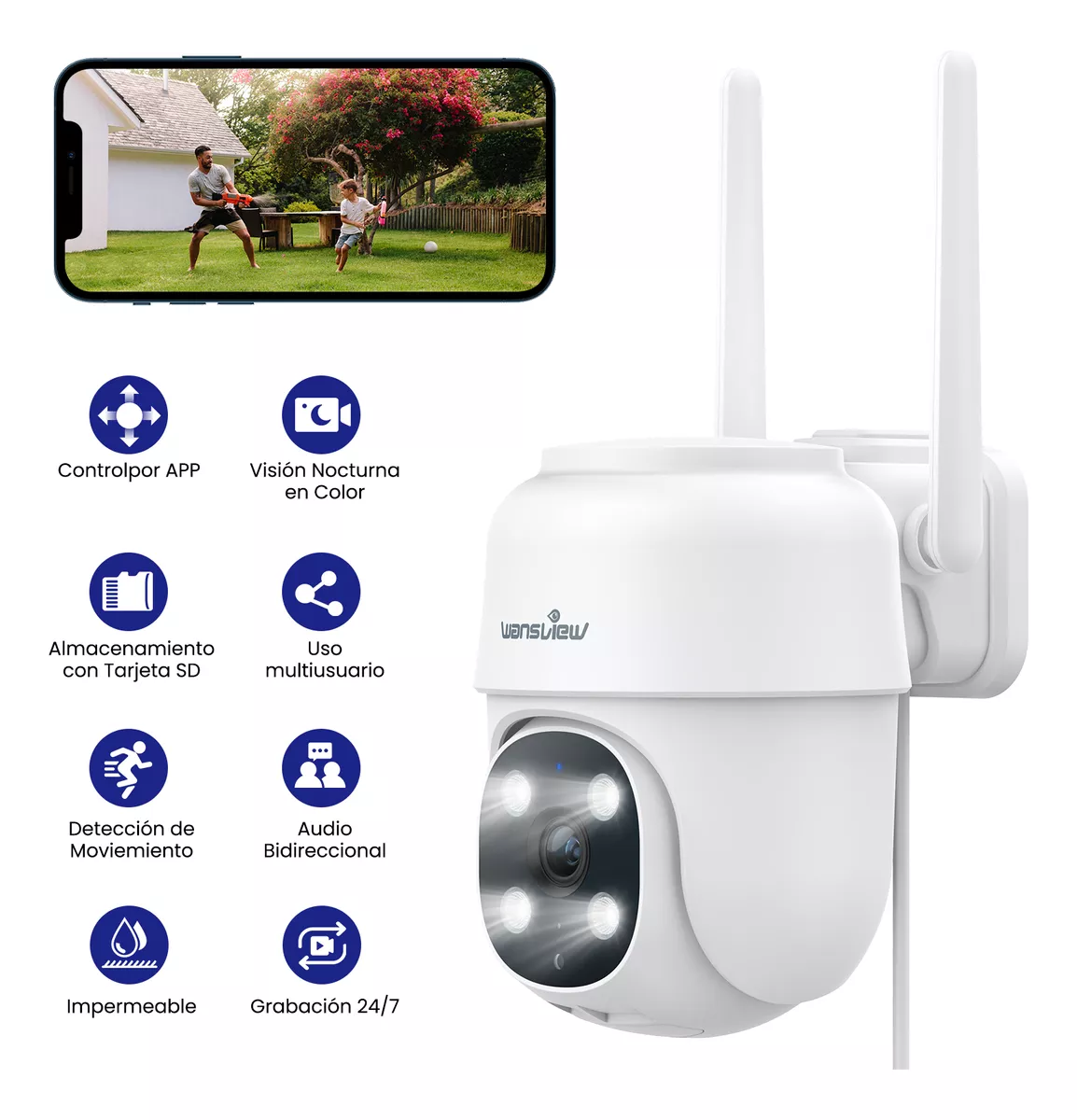 2k Cámara De Seguridad Wifi 2.4g Inalambrico Ptz Movimiento