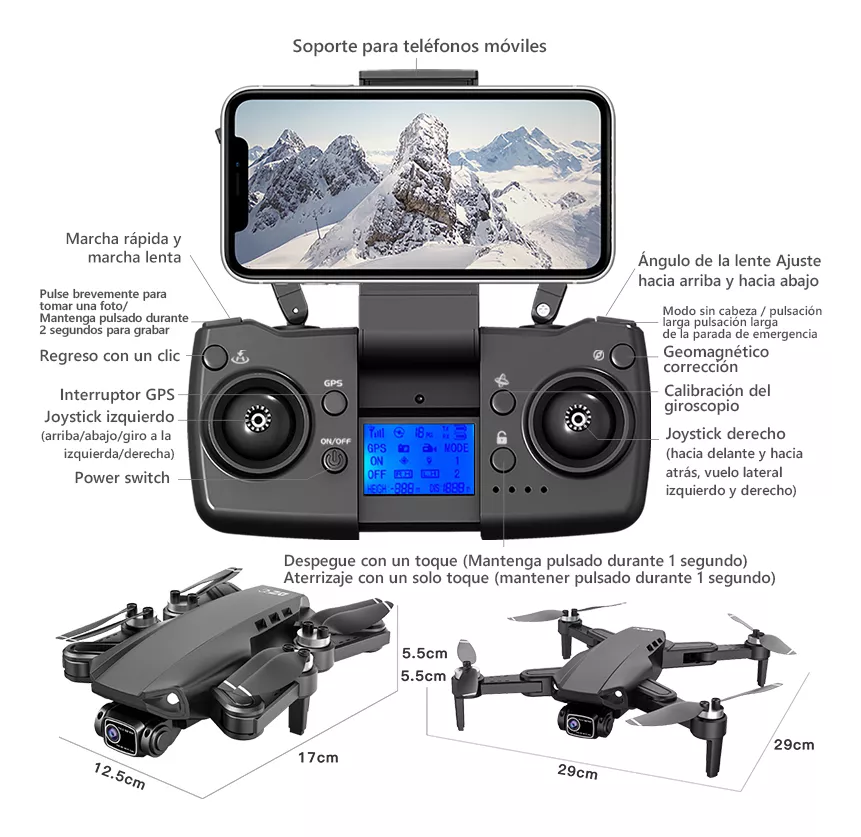 Mini Drone Con Cámara L900 Gps Fpv Profesional Control 4k Hd