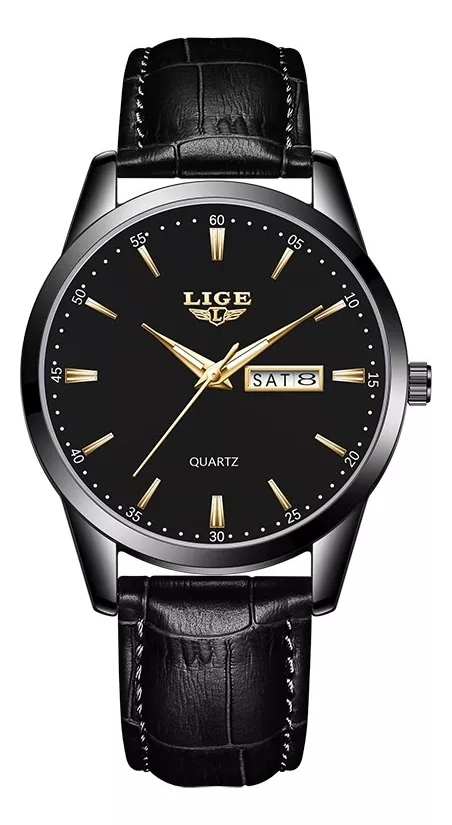 Reloj Cronógrafo Lige LG8970 De Cuero Casual Para Hombre