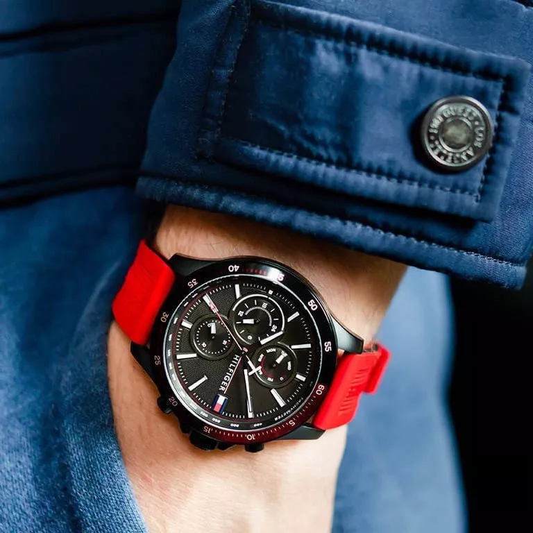 Reloj Tommy Hilfiger De Silicona Rojo Para Hombre1791722-b