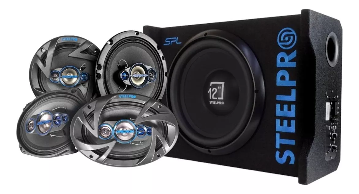 kit Subwoofer Amplificado + Bocinas 6x9 + 6.5 By Steelpro