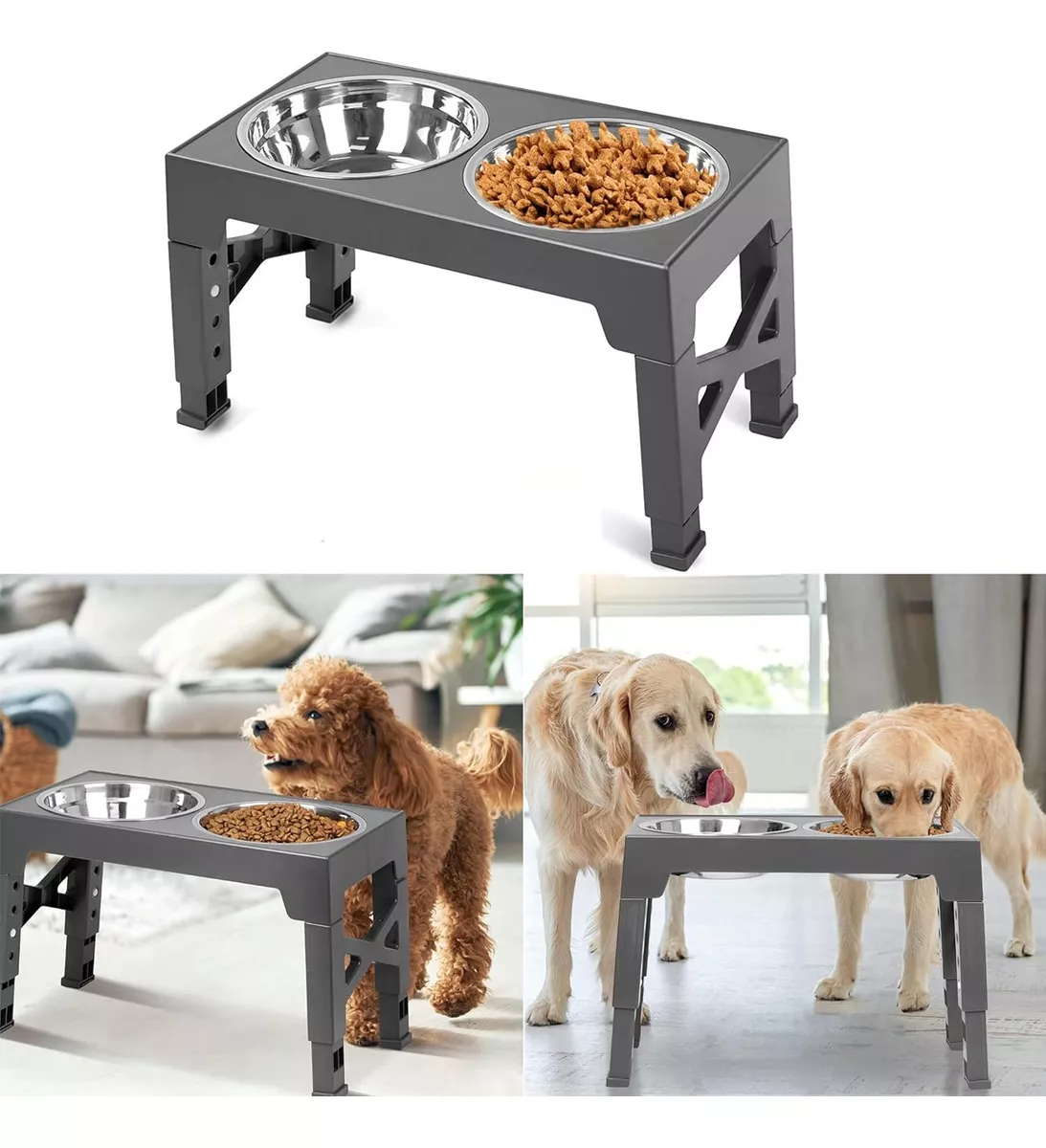 Comedero Para Perro Y Gatos Plato Elevada 5alturas Ajustable
