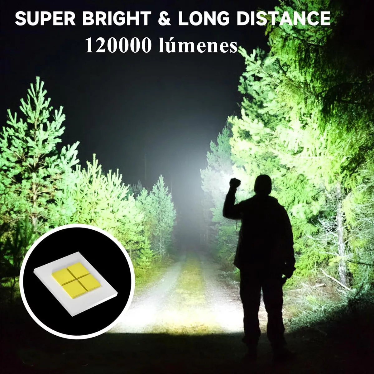 Lámpara Táctica 120000 Lúmenes Led Linterna Táctica Camping