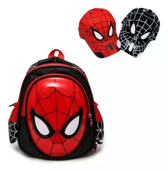Mochila Preescolar Spider Man 3d Dibujos Animados+sombrero