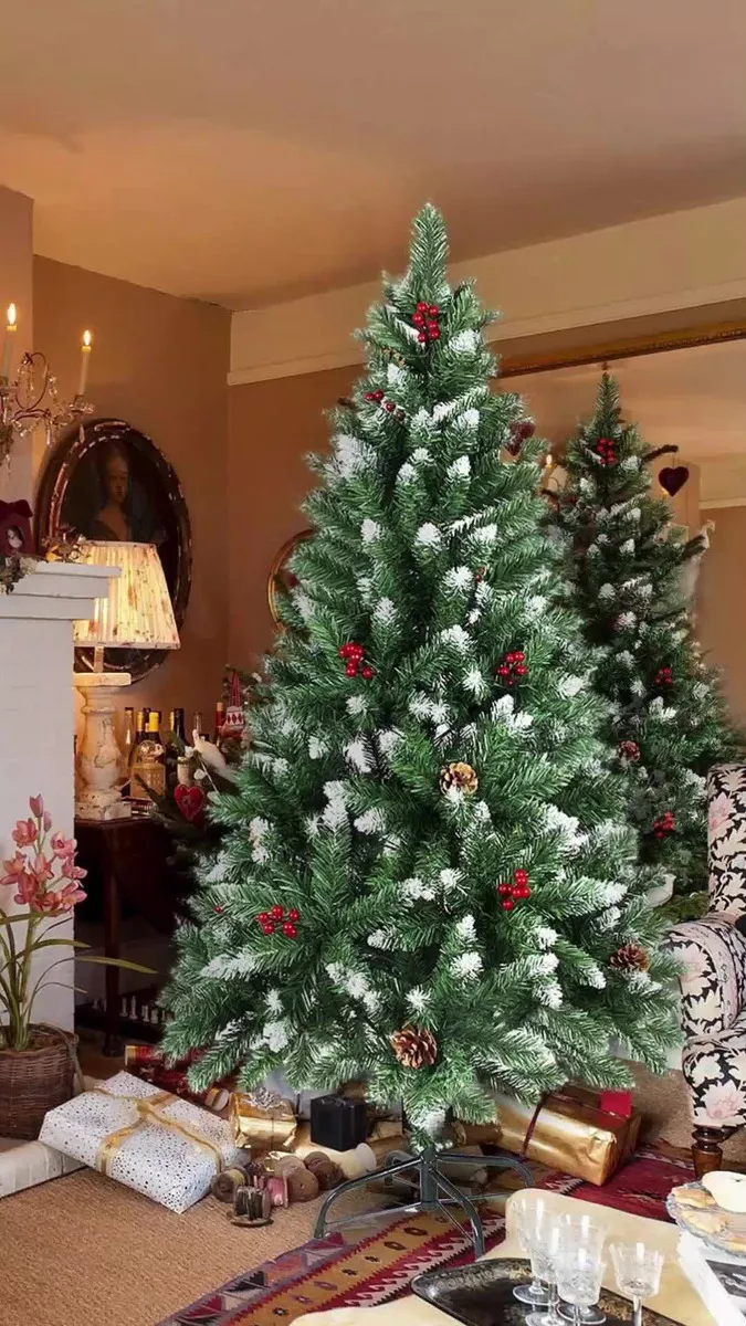 Arbol Navidad Artificial Nevado 2.10m Pino Follaje Blanco