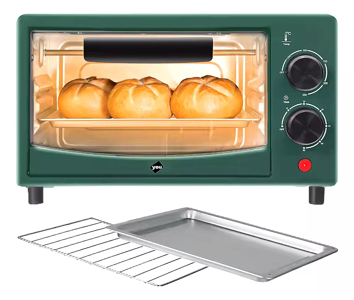 Horno Electrico De Mesa Doble Resistencia 7 Litros 600w You color Verde