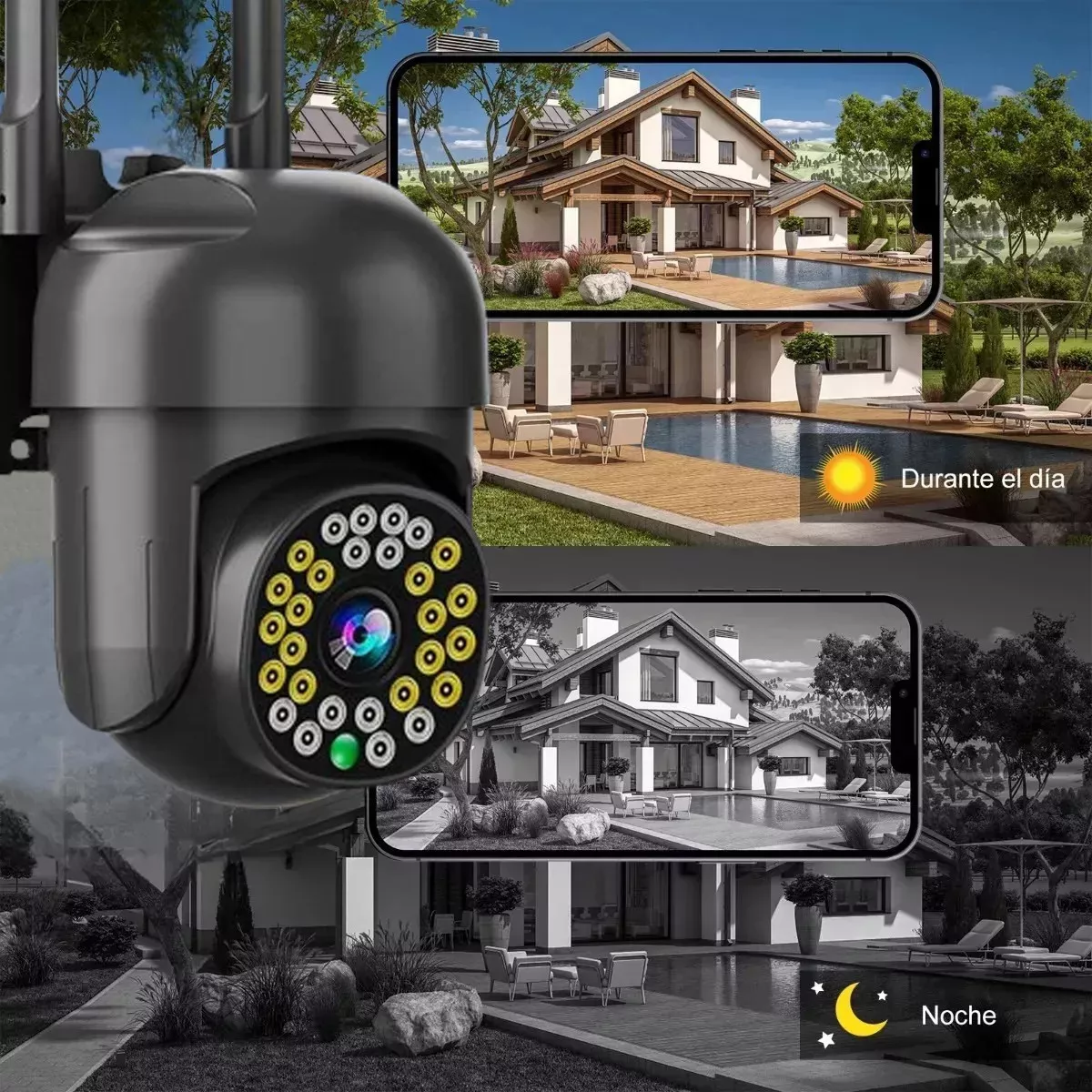Cámara De Seguridad Wifi Foco Hd 1080p Nocturna Alarma 2pcs