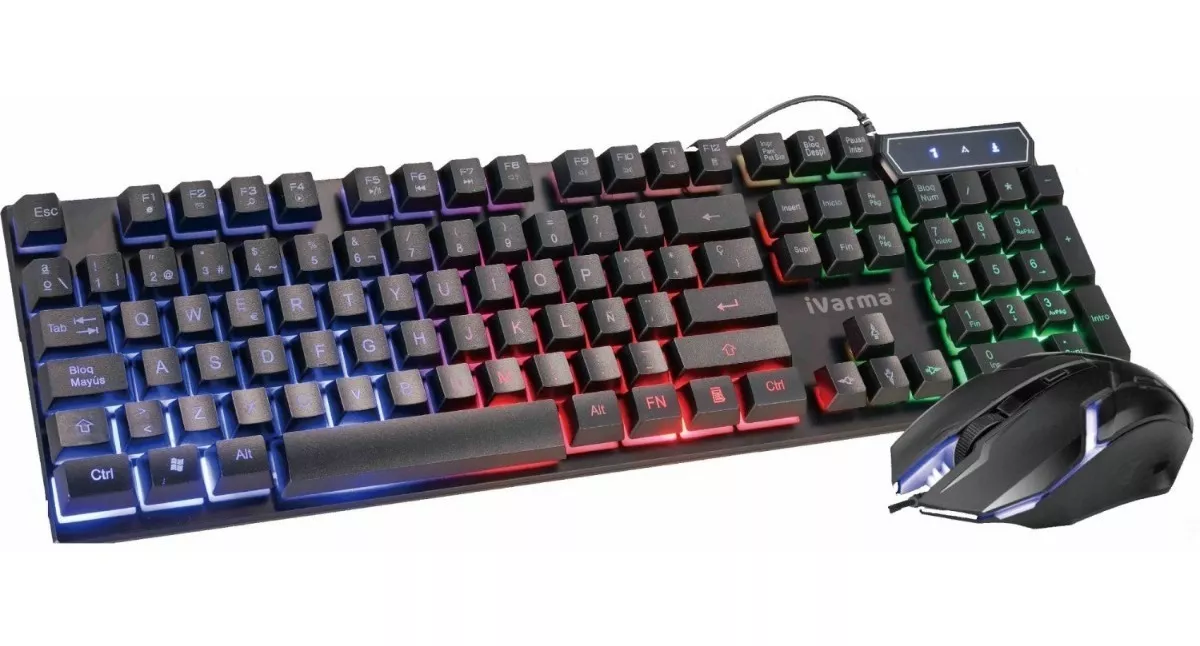 Combo Teclado Y Mouse Alambrico Con Luz Para Juego Ivarma