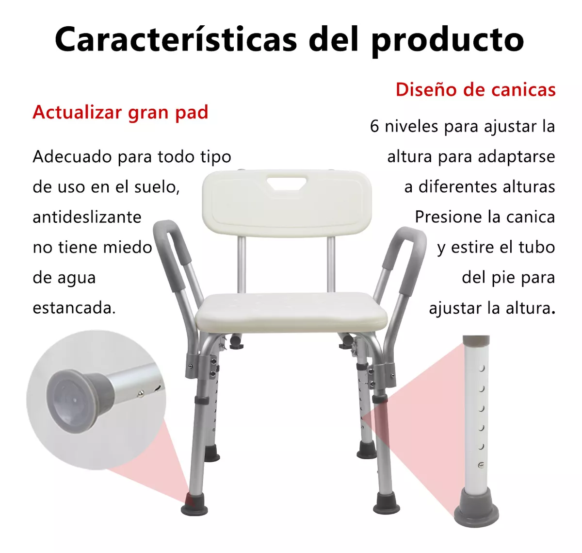 Silla De Baño Ducha Comodo Con Brazos Para Bañar Enfermos