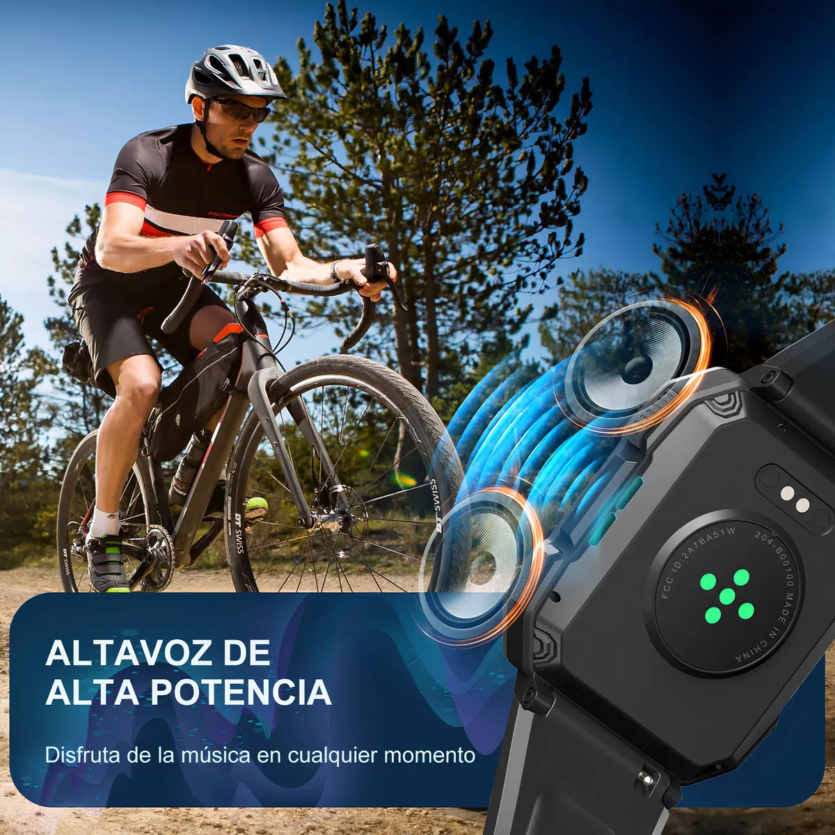 Feipuqu SmartWatch Reloj Inteligente W60 Negro De 2.1 Smart reloj Pulgadas Hombre Militar Linterna Bluetooth Ip68 Resistente Al Agua Batería De 900 Mah