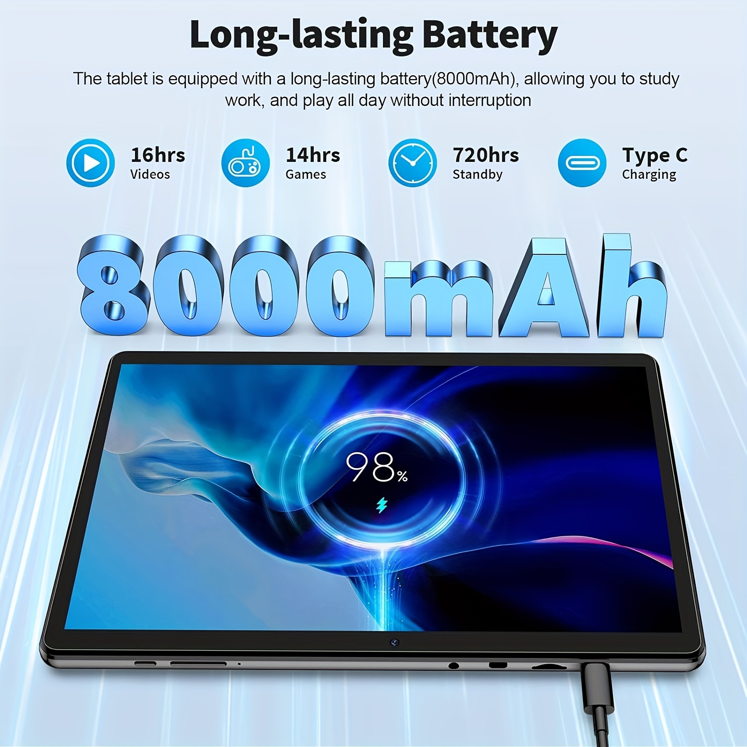 Tablet con Teclado, Tablet 2 en 1, 6GB+128GB, 1TB Expandible, Tablet Android 13, Tablet de 10 Pulgadas con Funda, Ratón, Stylus, Batería 8000mAh, WiFi 2.4G/5G, GPS, Tablet PC Certificado