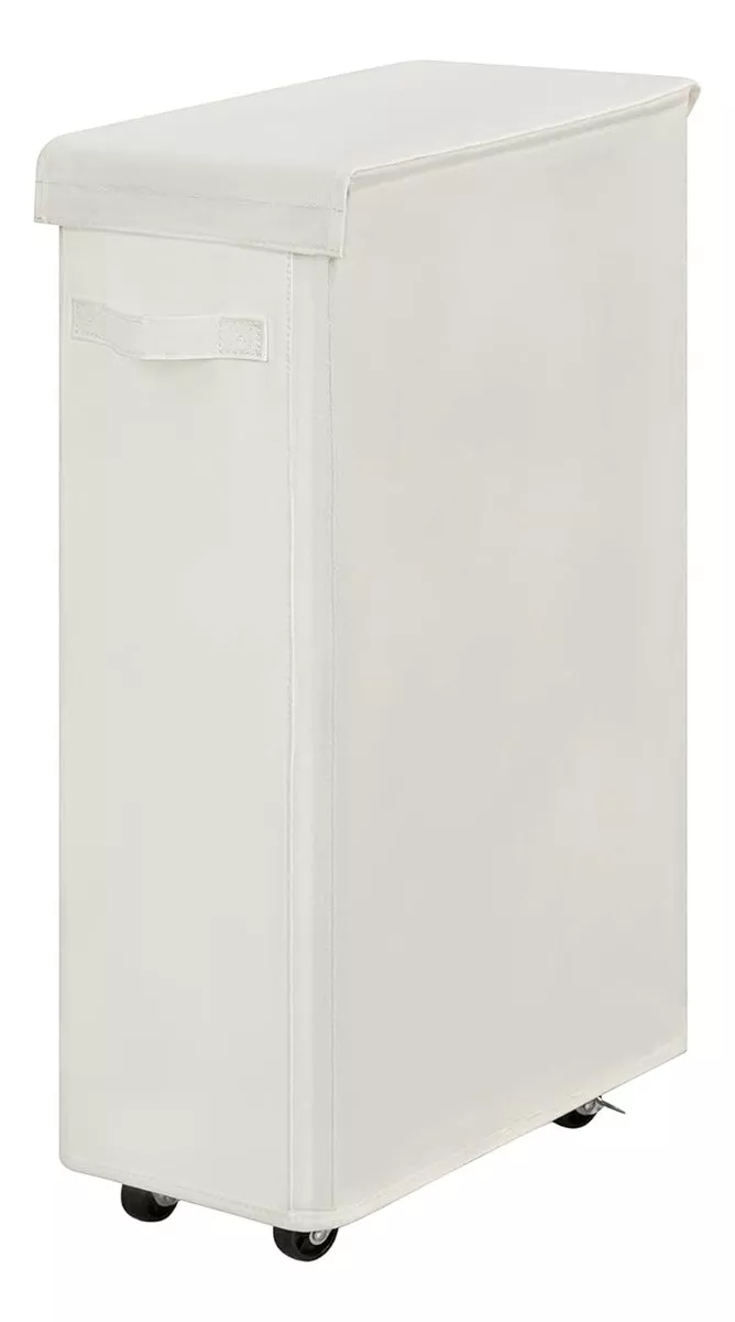 Cesto Ropa Sucia Con Tapa Y 4 Ruedas Con Freno De 65 Litros color Beige