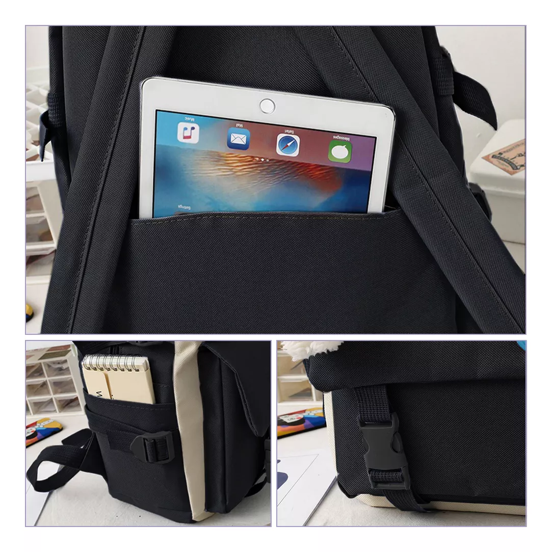 Set 5 Mochila Bolsas Escolar Estudiante Lapicera Tote Lona