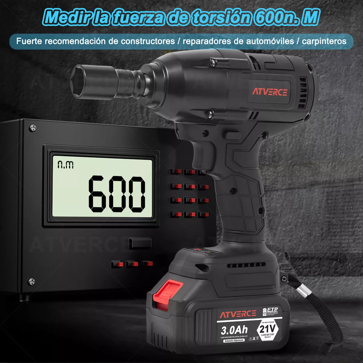 kit Pistola Impacto Llave Inalámbrico 600nm 1/2 Bateria 21v Atverce EW04 110V/220V