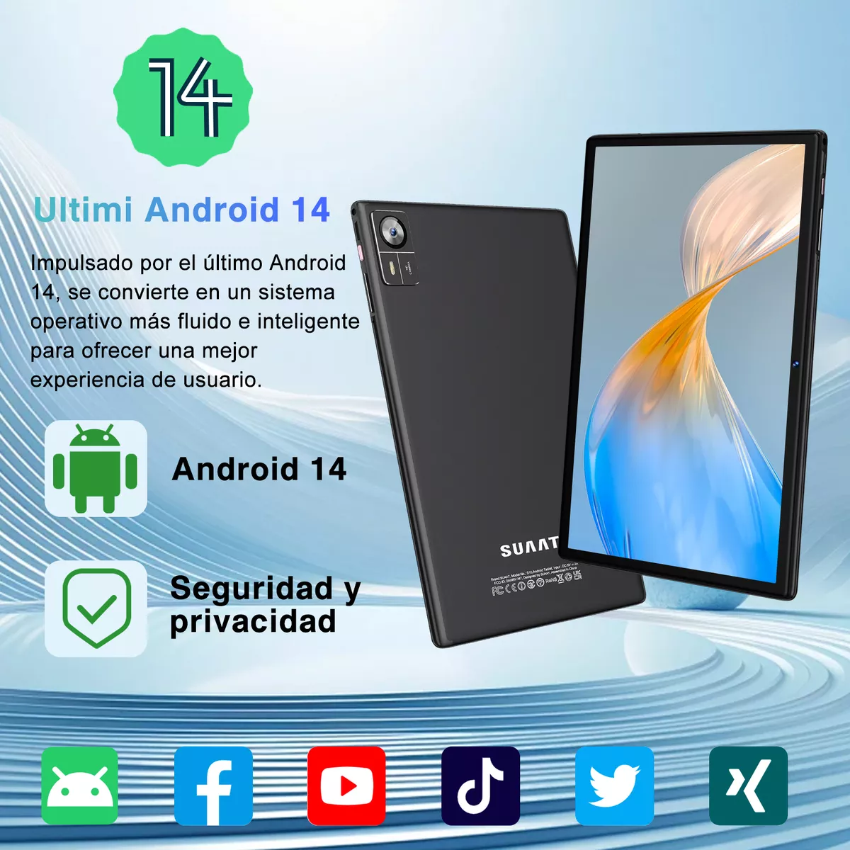 Android 14 Tablet 22gb + 128gb Rom 8000mah Con Funda Mouse