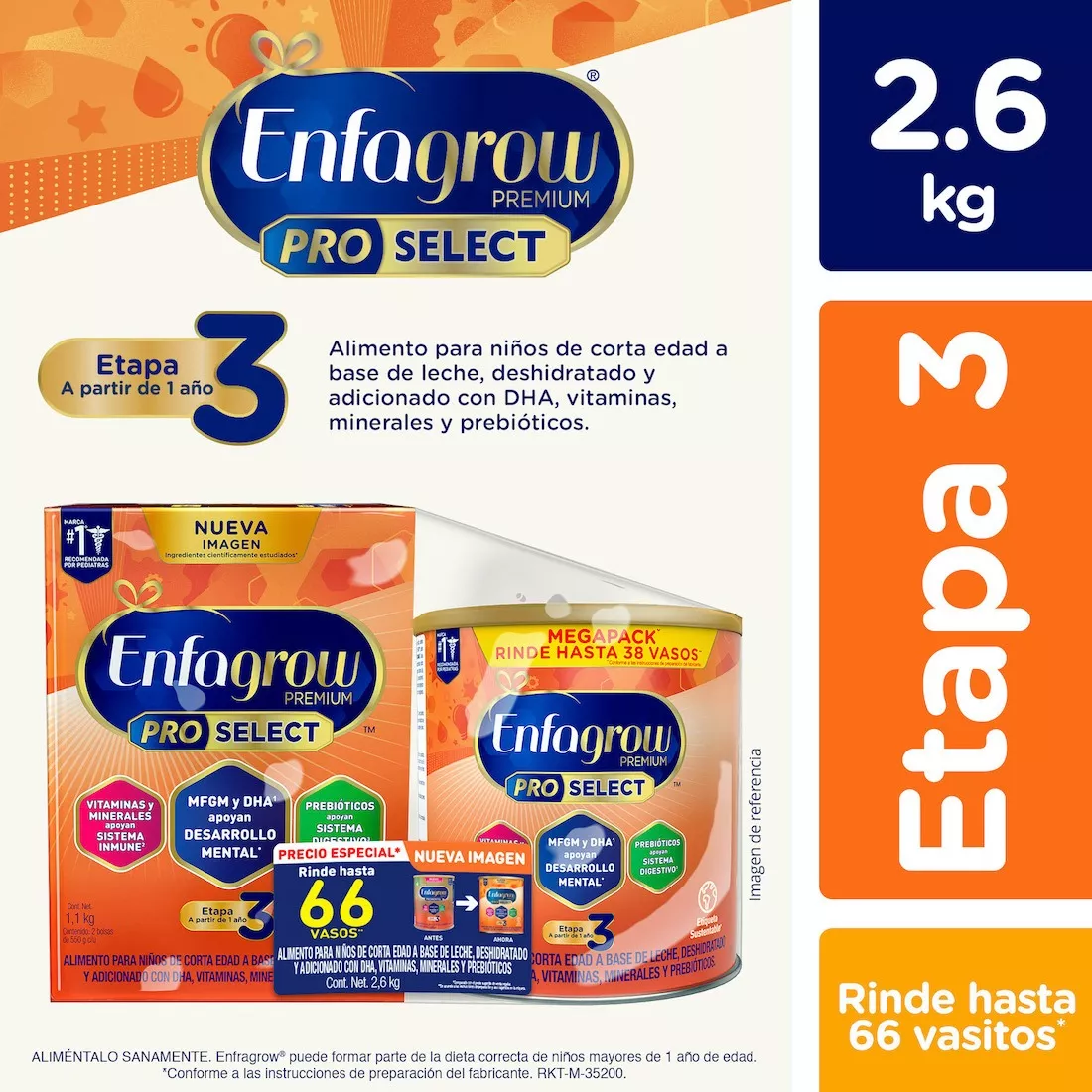 Alimento L&aacute;cteo Enfagrow Etapa 3 paquete X2 2.6 Kg