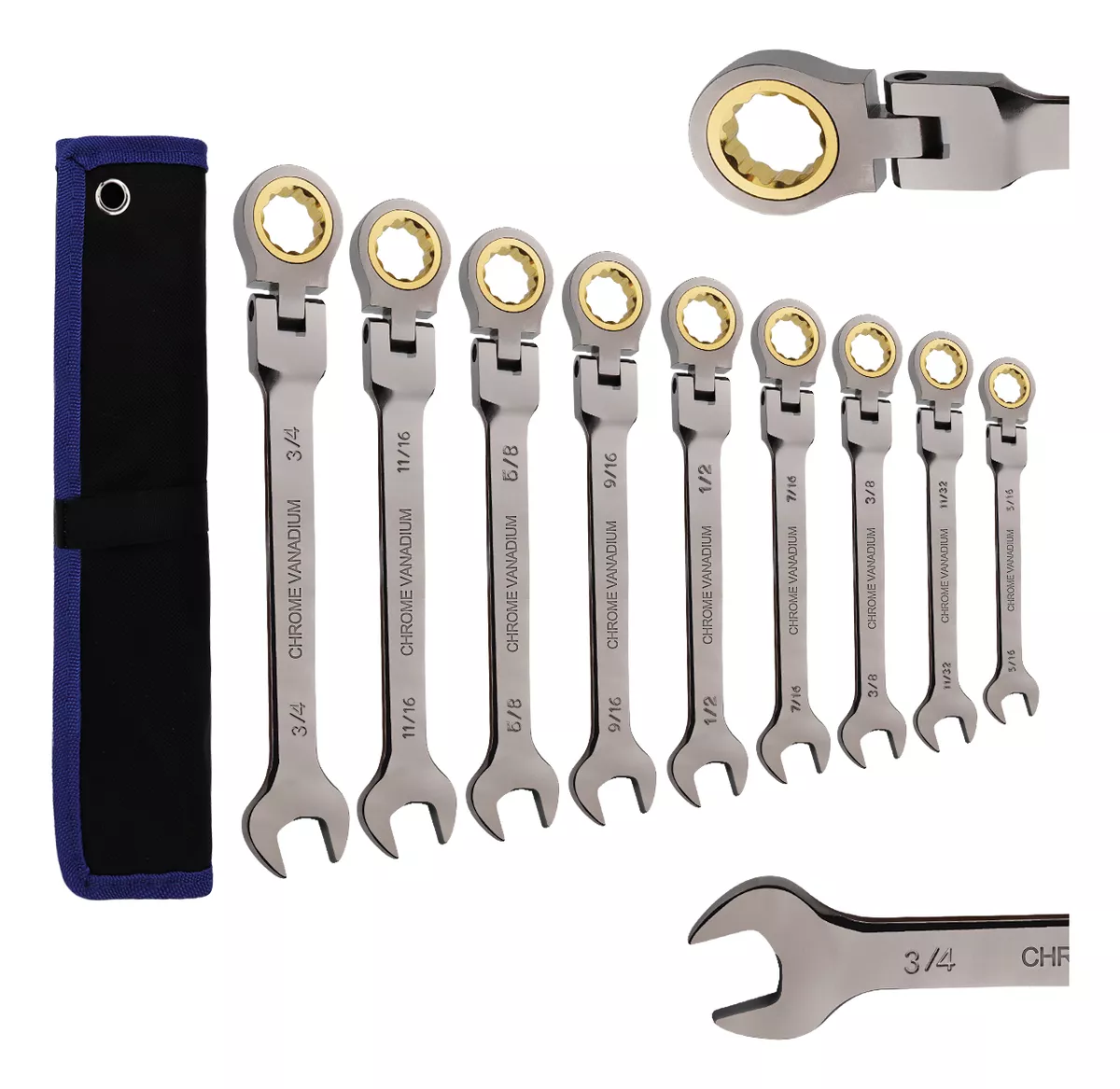 kit Llaves De Matracas Mec&aacute;nicas Combinada Ajustable 9pcs