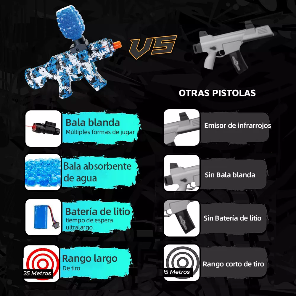 Pistola Eléctrica De Juguete Para Niños Hidrogel Dardos M416