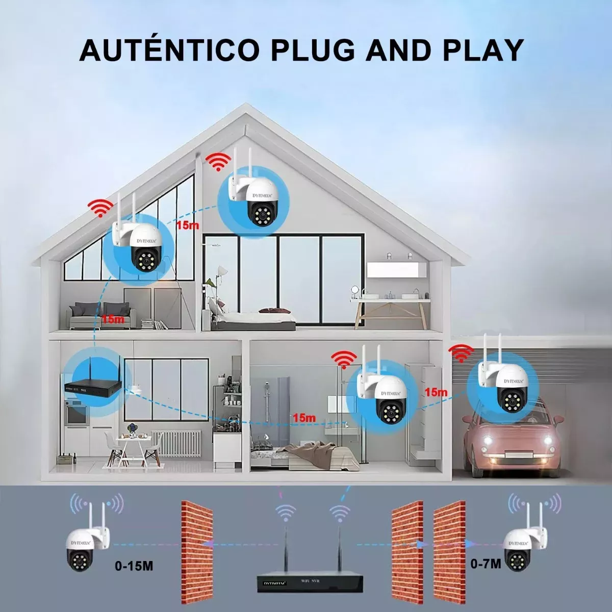 Dytimeem kit Vigilancia 4 Cámaras Ptz 1080p Y Nvr