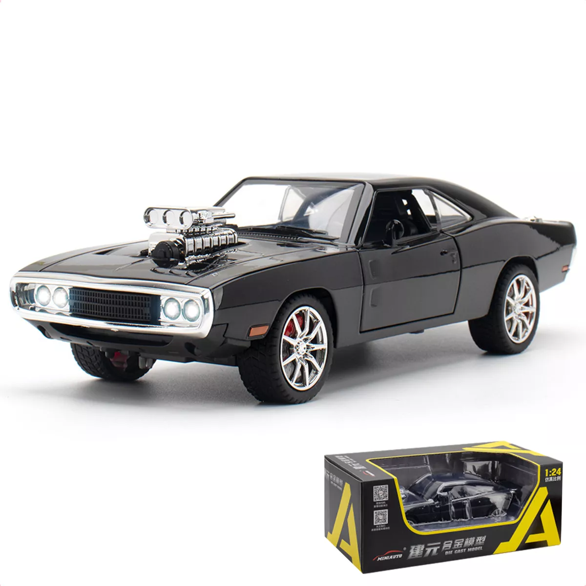 1:24 Escala Coche Juguete Dodge Charger Luz Y Sonido Regalo