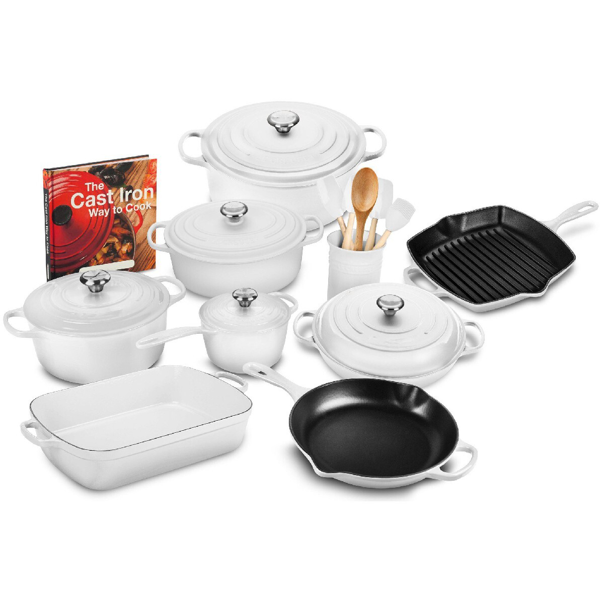 Juego exclusivo de utensilios de cocina de hierro fundido de 20 piezas