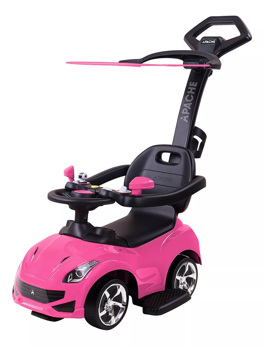 Carrito 3 En 1 Apache Rosa Barra De Empuje, Sonido Y Techo