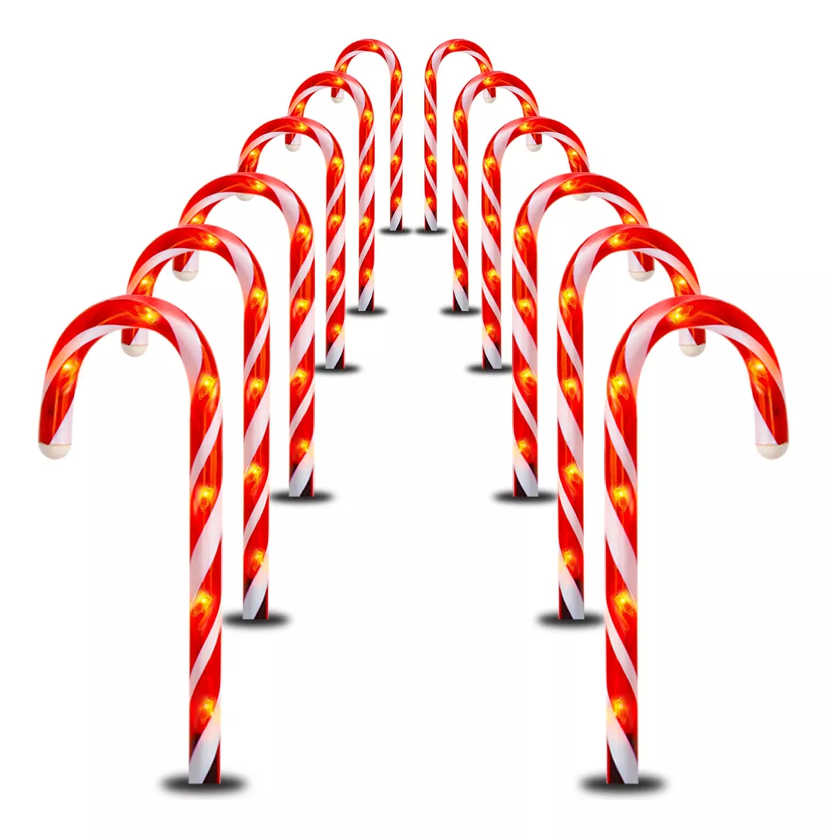 5 L&aacute;mpara Exterior Bast&oacute;n Caramelo Decoraci&oacute;n Navidad Jard&iacute;n