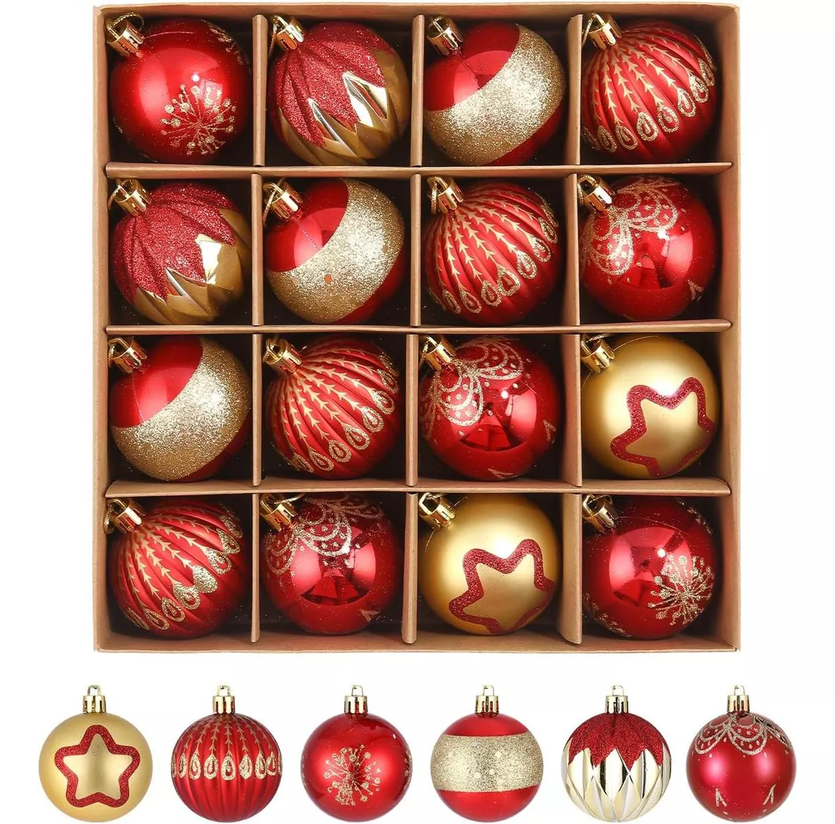 Esferas Navide&ntilde;as Rojas Verdes Decoracion Navidad 16pcs 6cm