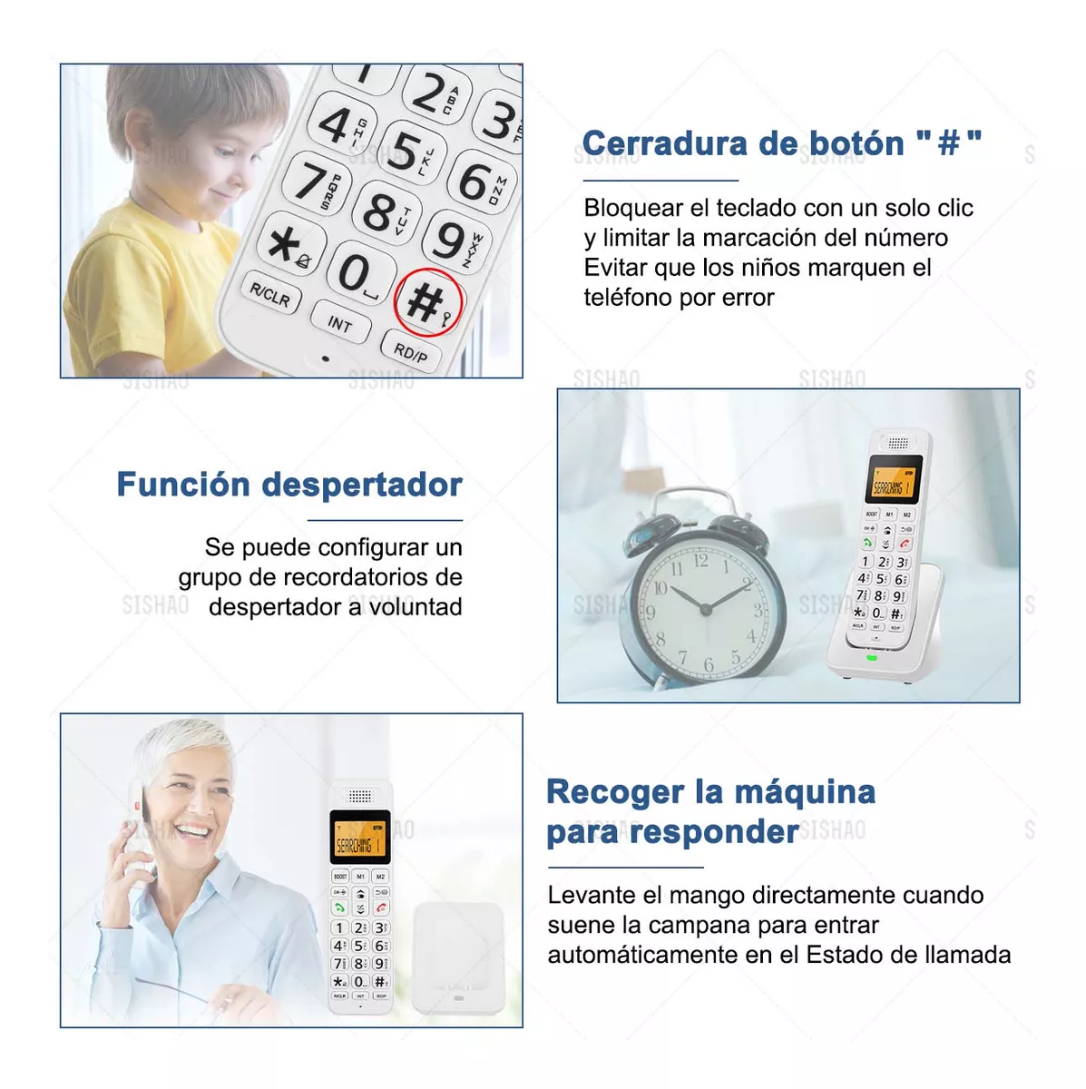 D1011 Teléfono Inalámbrico Con Lcd Y Amp Para Casa Oficina