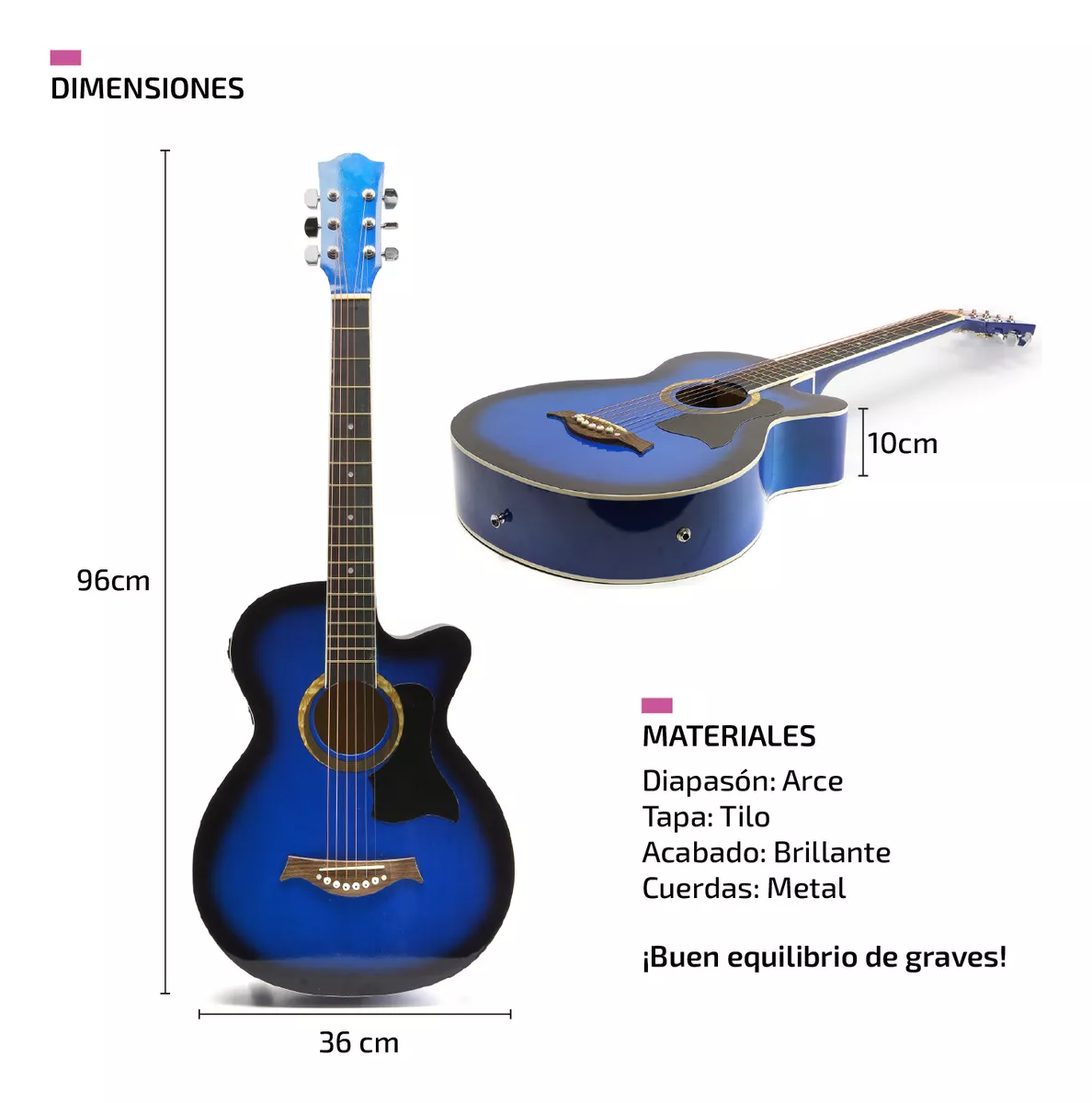 Guitarra Electroacústica Femmto EAG003 Para Diestros Azul Arce Brillante