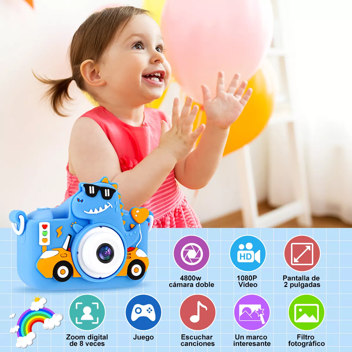 Cámara Digital Niños Doble Lente De Fotos Y 1080p Video+32gb
