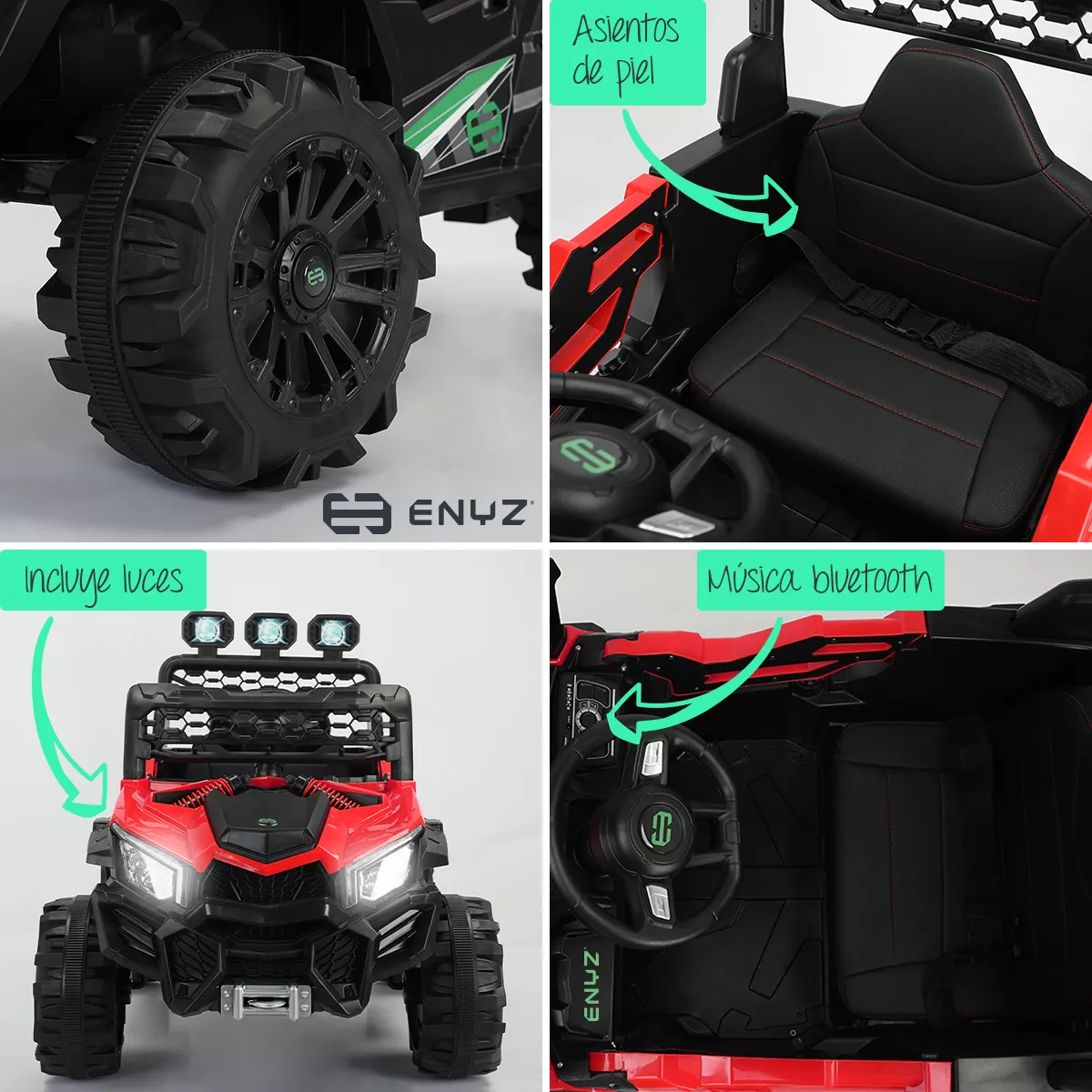 Montable Eléctrico Camioneta Razer Jeep Con Control Remoto Asientos De Piel Bluetooth Bocinas Edades Infantil 2 A 5 Años Enyz