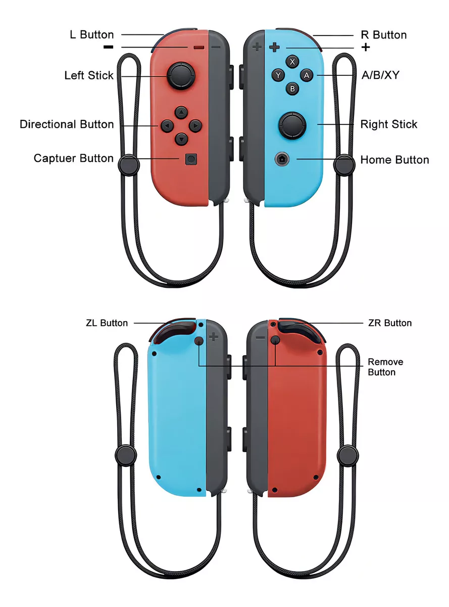 Control joystick inalámbrico Nintendo Switch Joy-Con (L)/(R) LED RGB rojo neón/azul neón
