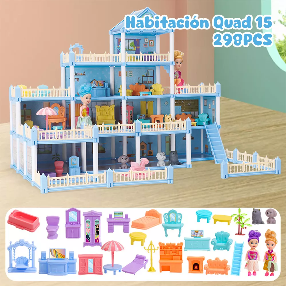 Casa Para Muñecas Con Muñecas Y Muebles Regalo Para Niñas