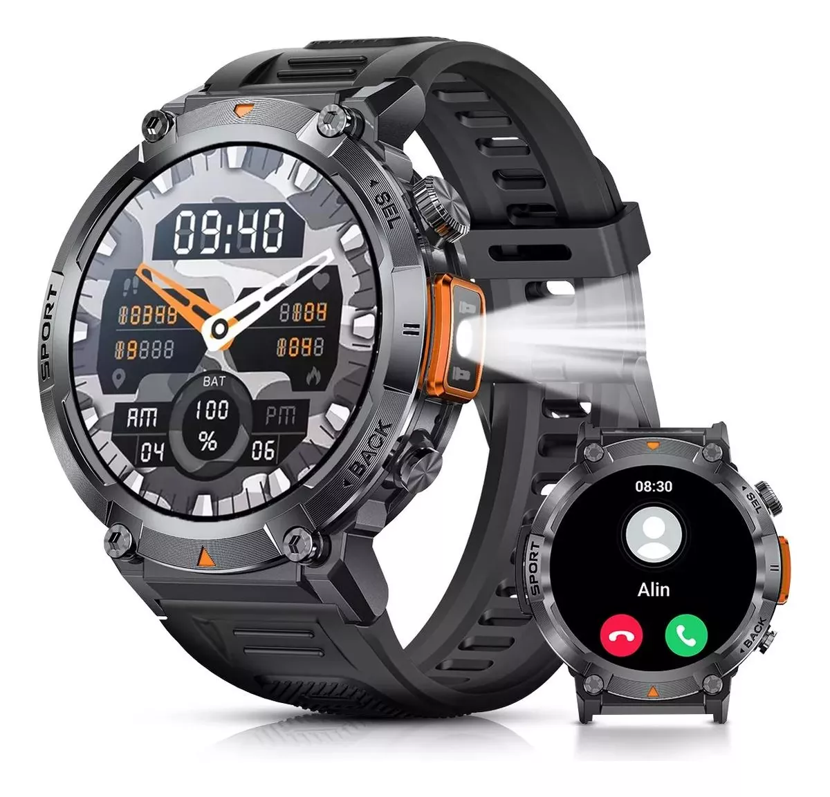 Reloj Inteligente Militar Ke3 Con Altavoz Y Linterna