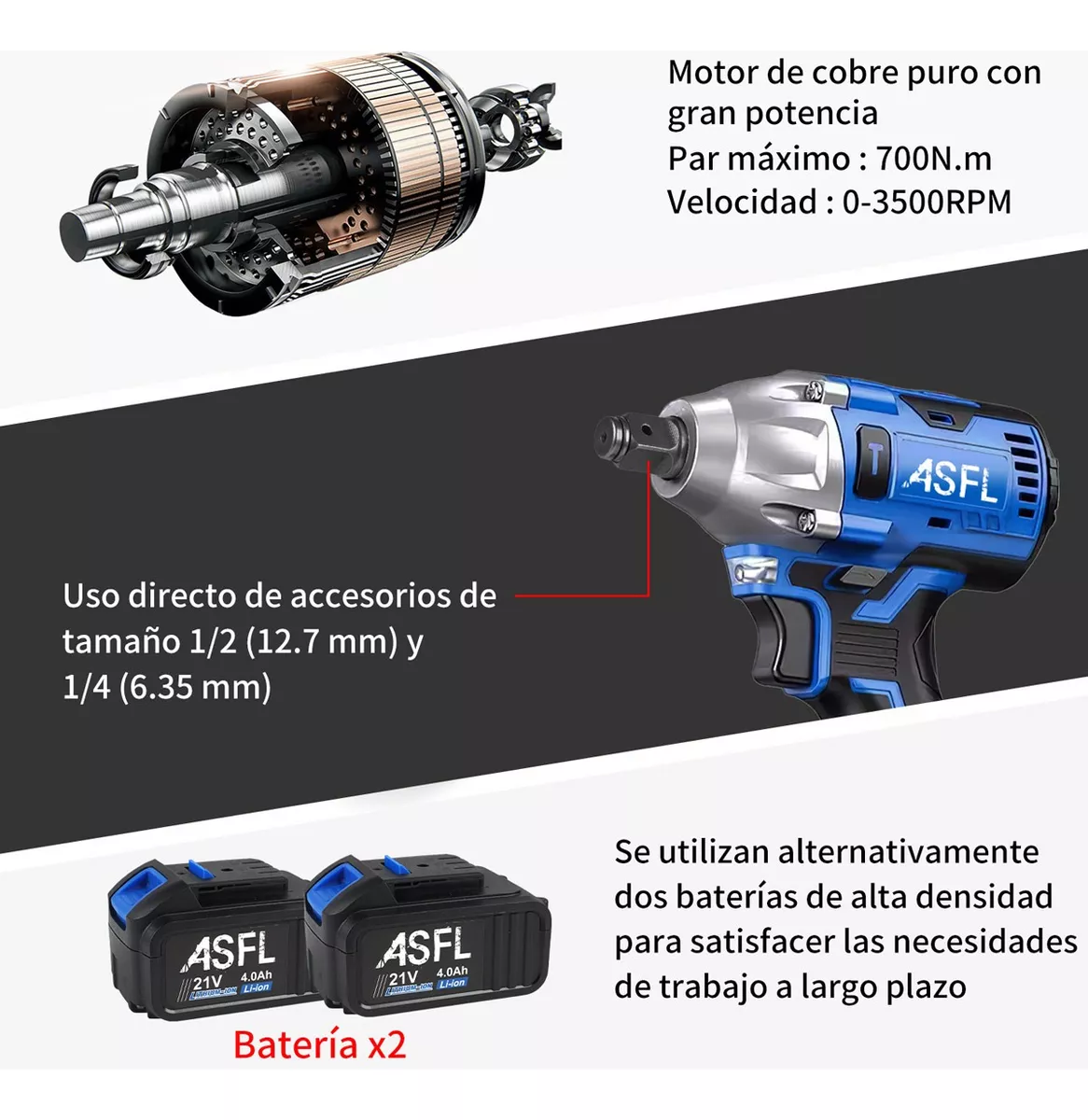 Llave De Impacto Inalambrico Electrica Pistola Taladro kit