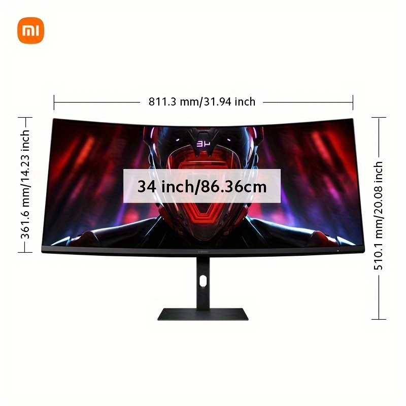 Xiaomi Curved Gaming Monitor-34 Ultra-Wide 180Hz Immersive Display, 1ms Response, FreeSync Premium, Factory Calibrated 95% DCI-P3, 100% sRGB, Eye Comfort Low Blue Light Monitor para Seamless Gaming Experience