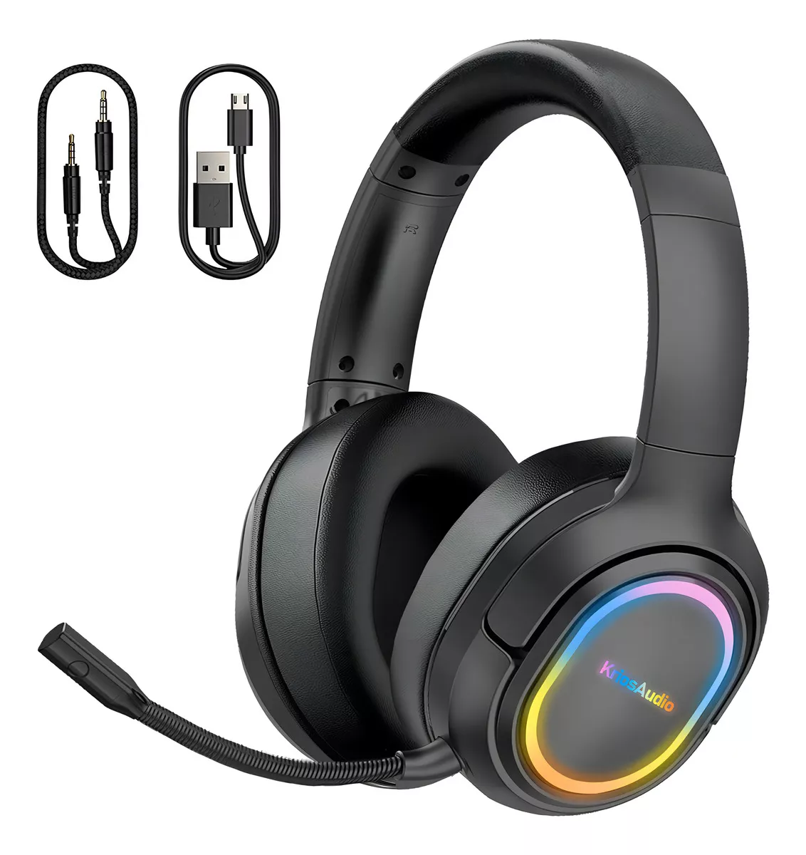 Aud&iacute;fonos Inal&aacute;mbricos Diadema Bluetooth Gamer Headset KRIOS Bk3 Con Micr&oacute;fono Luz Led Manos Libres Para Xbox Ps4 Pc