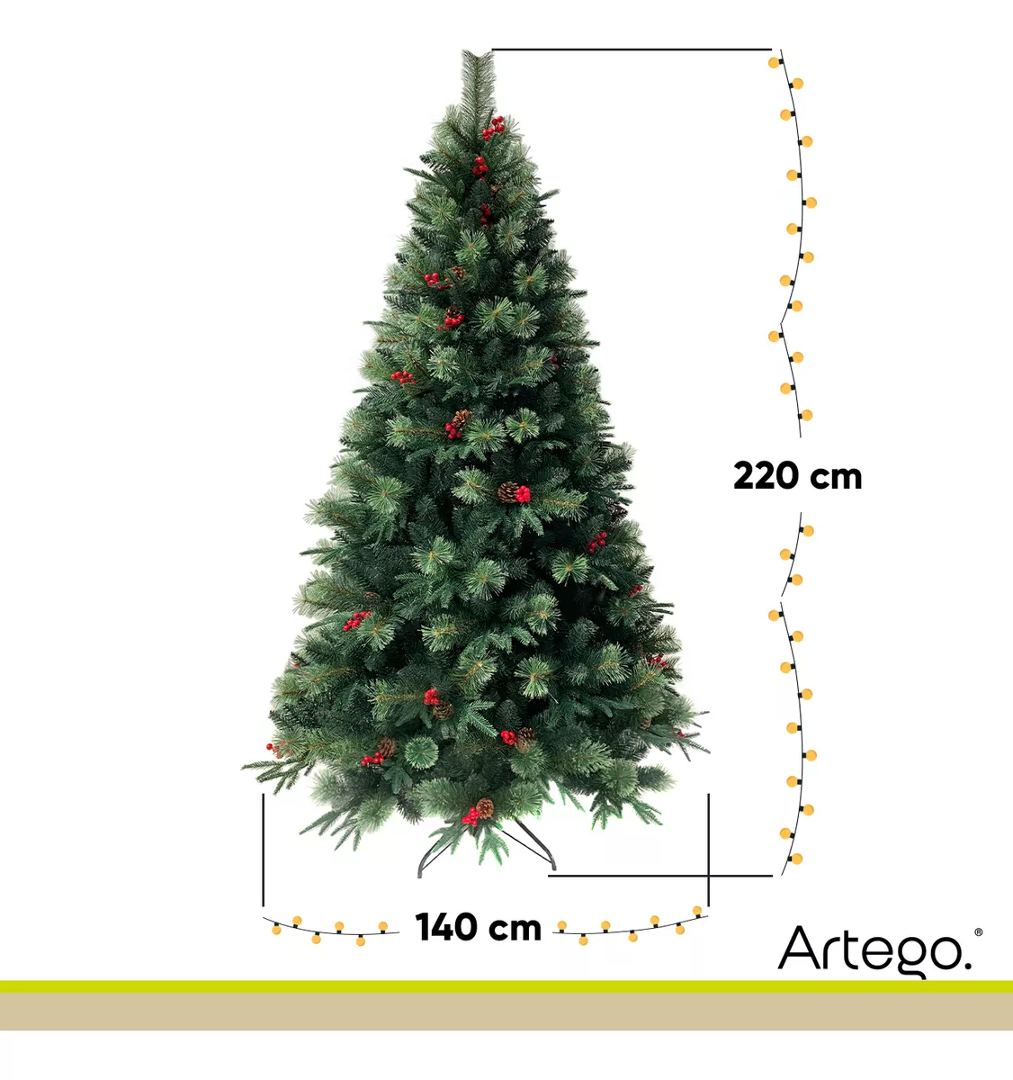 Árbol De Navidad Fraser Luxury 1600ramas + Maleta 2.2m