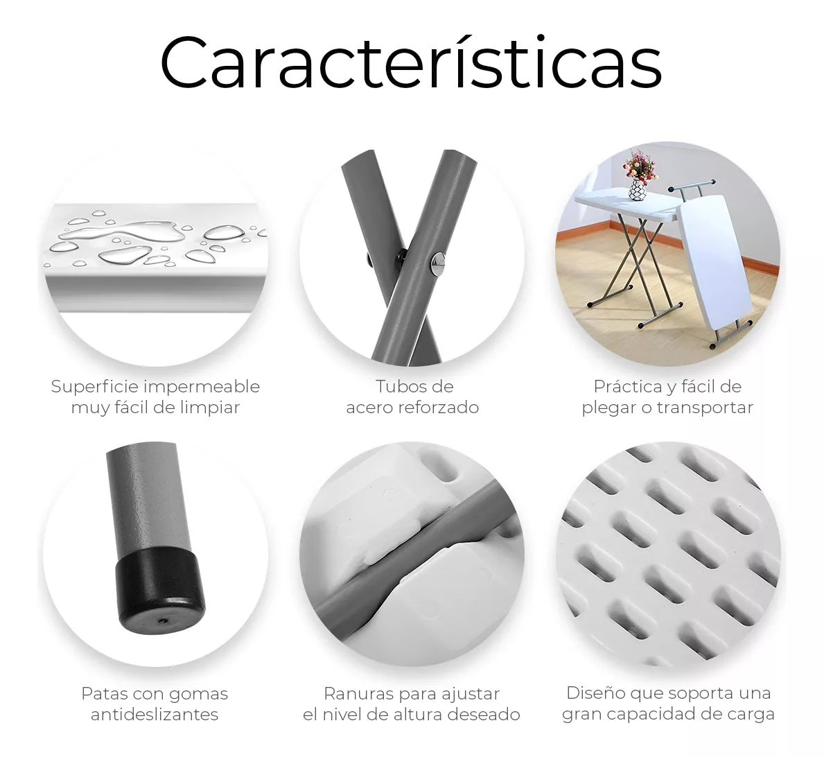 Mesa De Servicio Chica Plegable Ajustable 8 Elevaciones